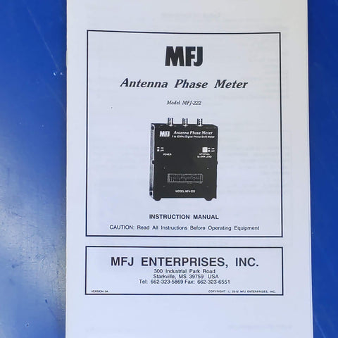 MFJ-222 Antenna Phase Meter Manual