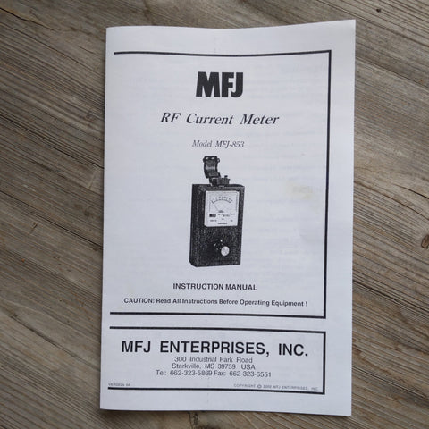 MFJ-853 RF Current Meter Manual