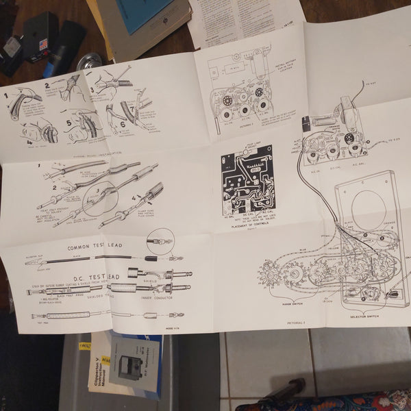 Heathkit Vacuum Tube Volt Meter V-7A Assembly Manual, Large Schematic