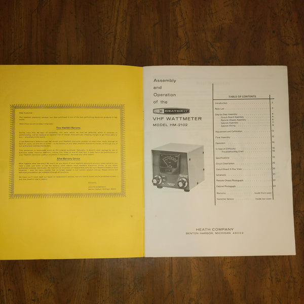 Heathkit HM-2102 VHF Wattmeter Assembly & Operation Manual, OEM