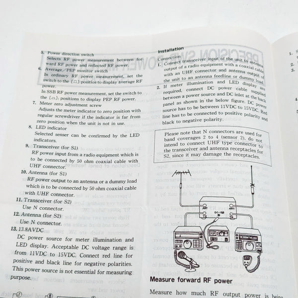 Diamond SX-1000 Meter Operation Instructions