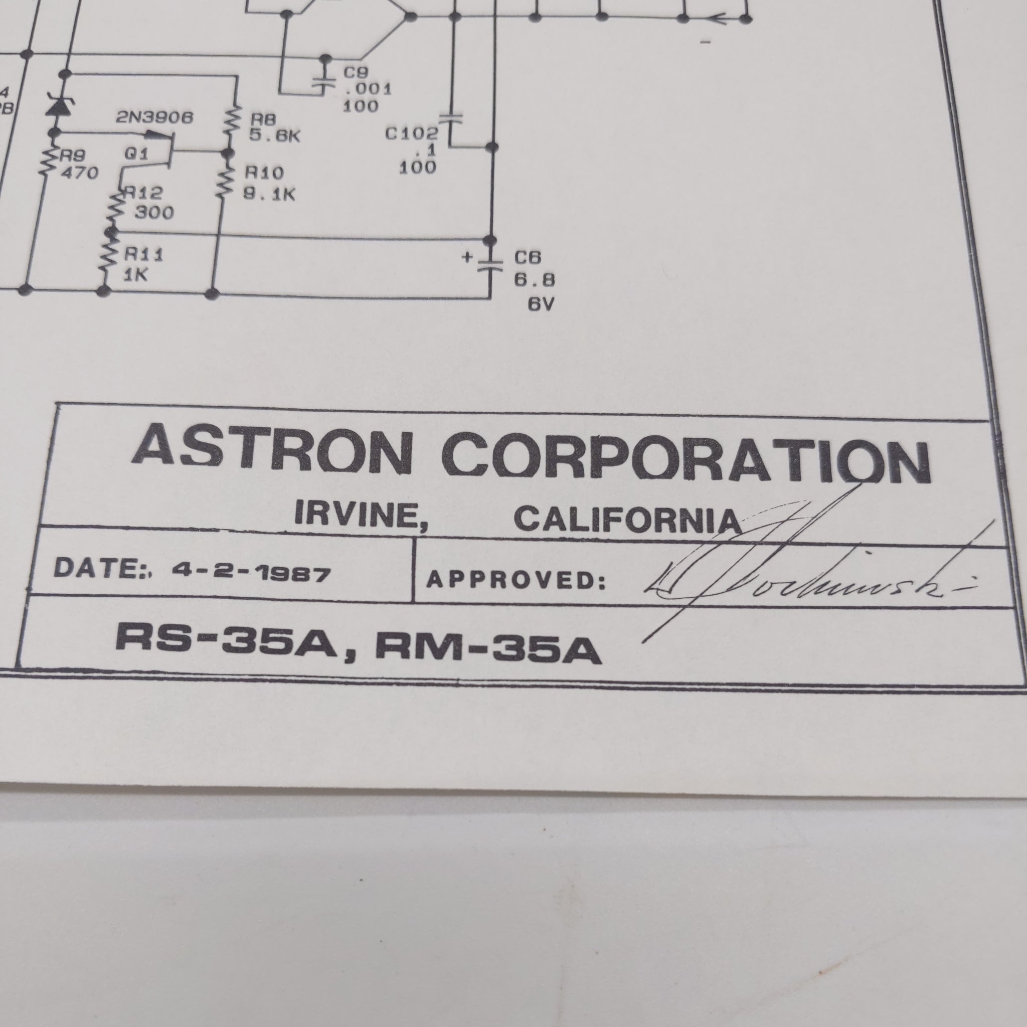 Astron RS-35A, RM-35A Schematic