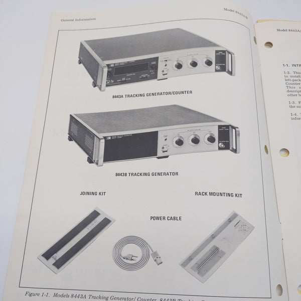 Hewlett Packard HP 8443A, 8443B Tracking Generator Operation Information