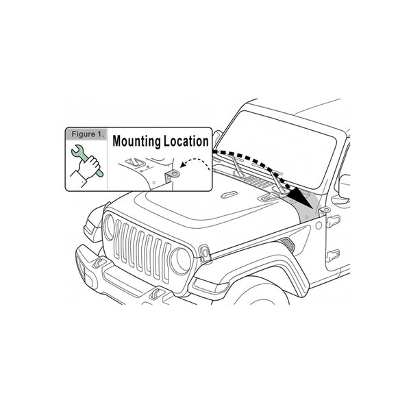 Jeep Wrangler/Gladiator Antenna Mount, Either Side, NO DRILLING, AM-JP01 OPEK