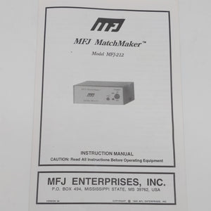 MFJ-212 MFJ Match Maker Instruction Manual