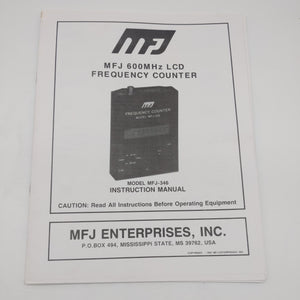 MFJ-346 600 MHz LCD Frequency Counter Instruction Manual