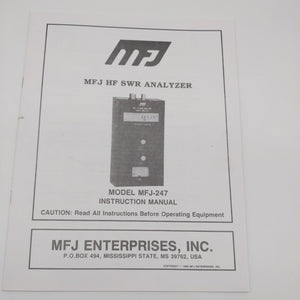 MFJ-247 HF SWR Analyzer Instruction Manual