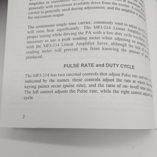 MFJ-214 Linear Amplifier Saver Instruction Manual