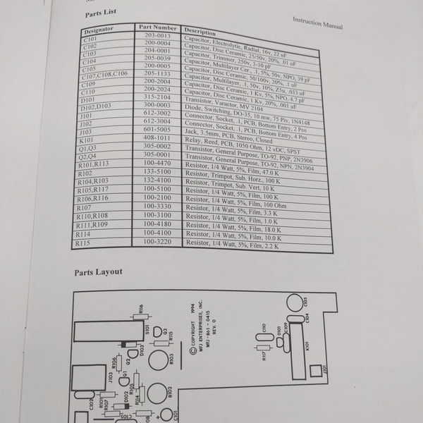 MFJ-415 CW Adapter For 20M MFJ-9420 SSB Transceiver Instruction Manual