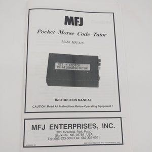 MFJ-418 Pocket Morse Code Tutor Instruction Manual