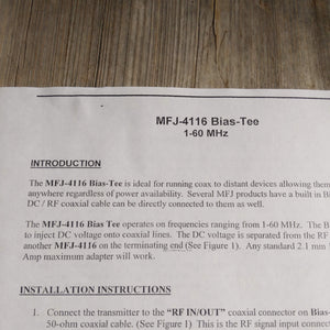 MFJ-4116 Bias Tee Installation Instructions
