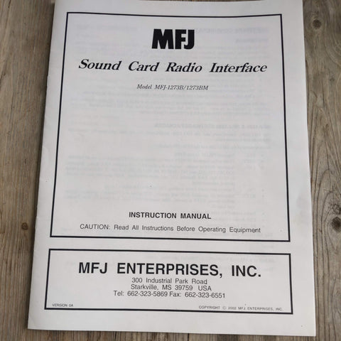MFJ-1273B/1273BM Soundcard Radio Interface Manual/Schematic