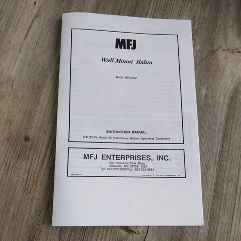 MFJ-2912 Wall Mount Instruction Manual