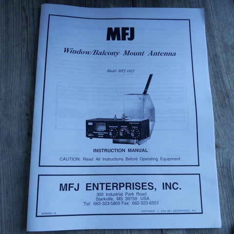 MFJ-1623 Window/Balcony Mount Antenna Manual/Schematic