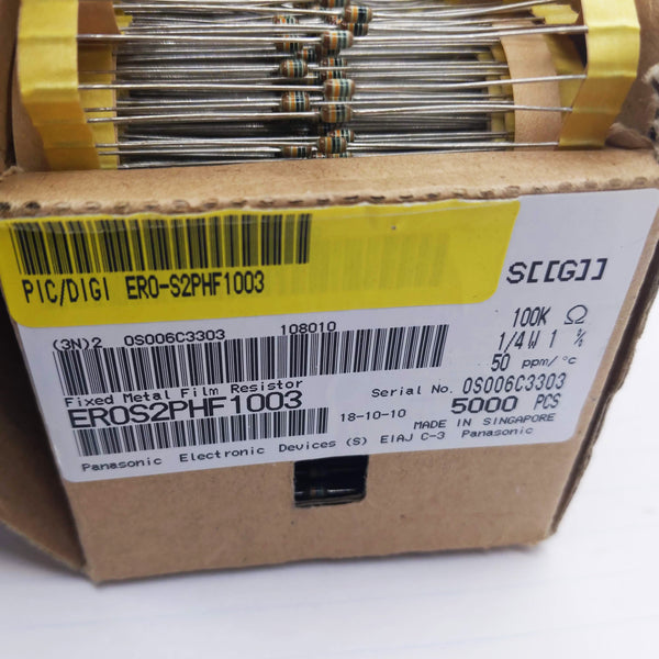 Panasonic NOS Metal Film Resistors (5,000 count), 100K Ohms, 1/4 Watt, 1%