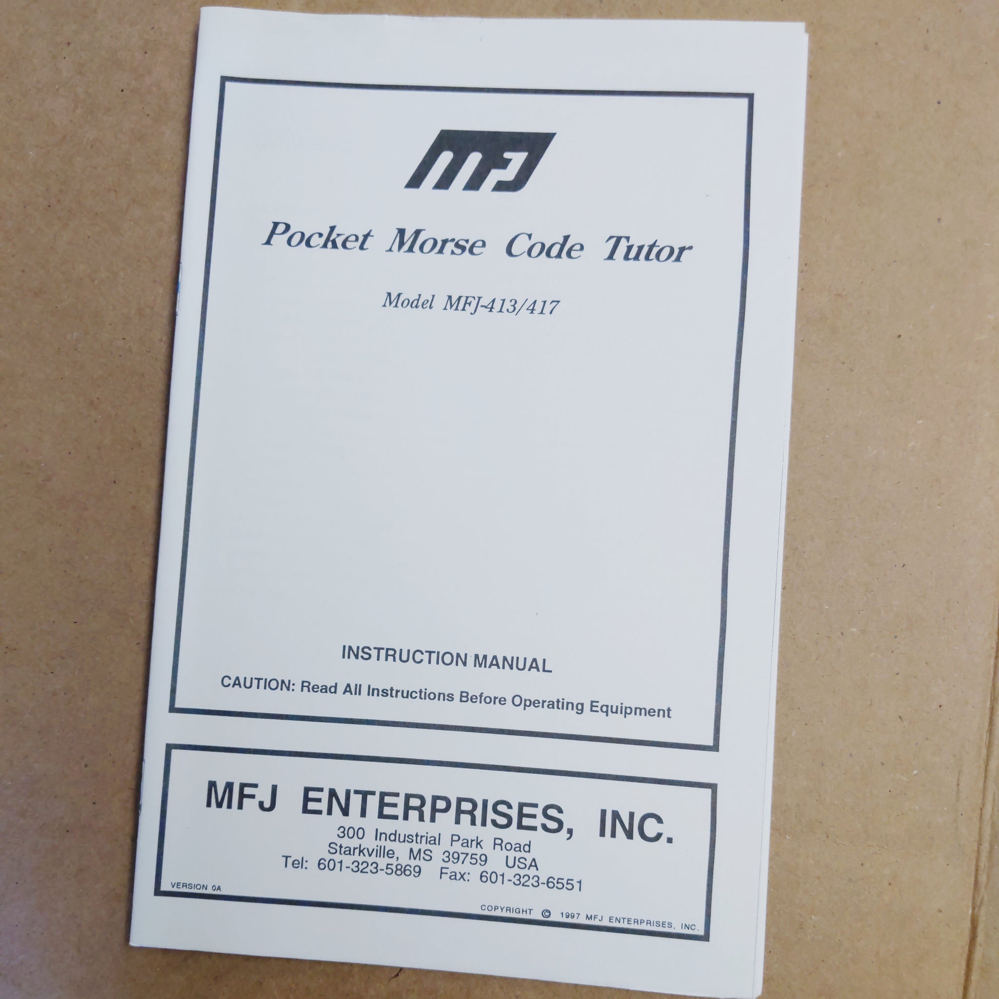 MFJ-413/MFJ-417 Pocket Morse Code Tutor Instruction Manual