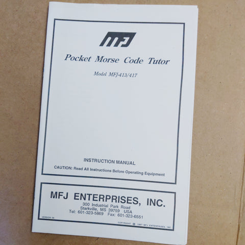 MFJ-413/MFJ-417 Pocket Morse Code Tutor Instruction Manual