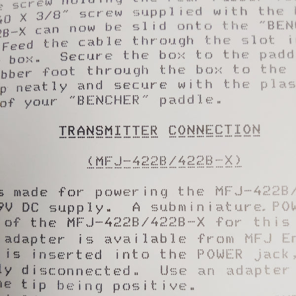 MFJ-422B, MFJ-422BX Electronic Keyer Paddle Owners Manual With Schematic