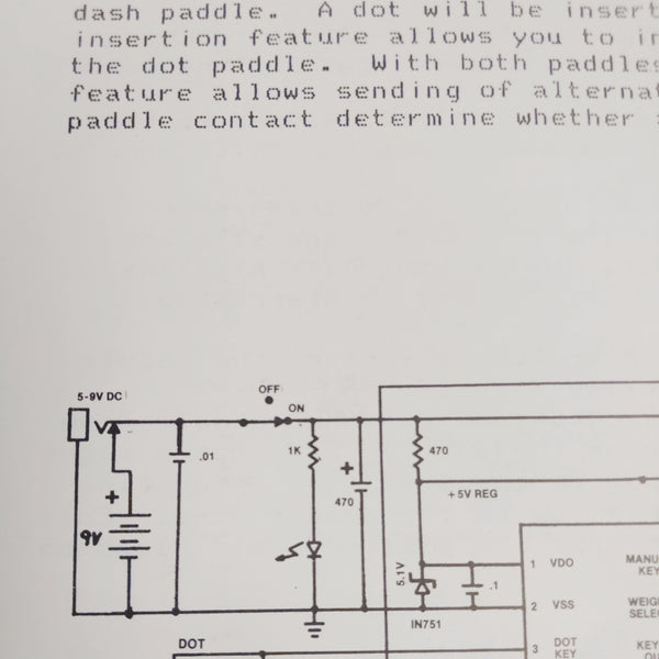 MFJ-422B, MFJ-422BX Electronic Keyer Paddle Owners Manual With Schematic