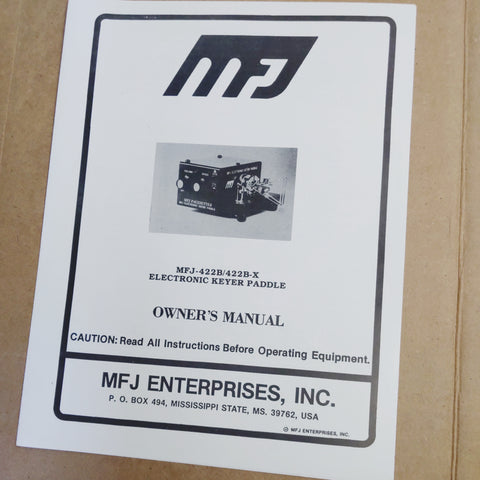 MFJ-422B, MFJ-422BX Electronic Keyer Paddle Owners Manual With Schematic