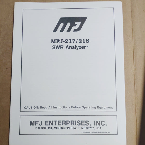 MFJ-217, MFJ-218 SWR Analyzer, Not A Reprint