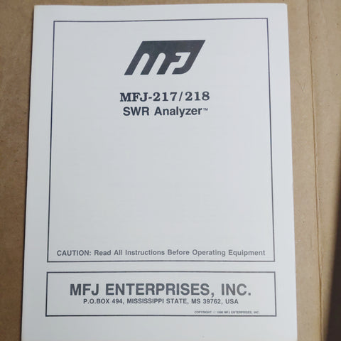 MFJ-217, MFJ-218 SWR Analyzer, Not A Reprint
