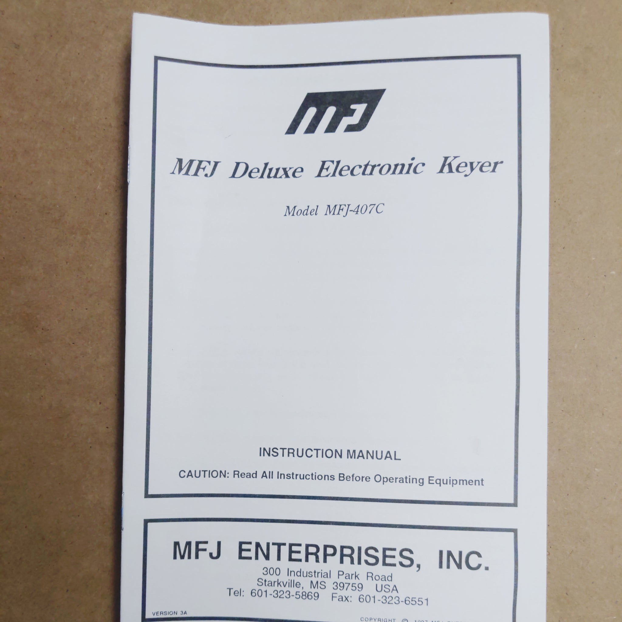 MFJ-407C Deluxe Electronic Keyer Instruction Manual, Not A Reprint