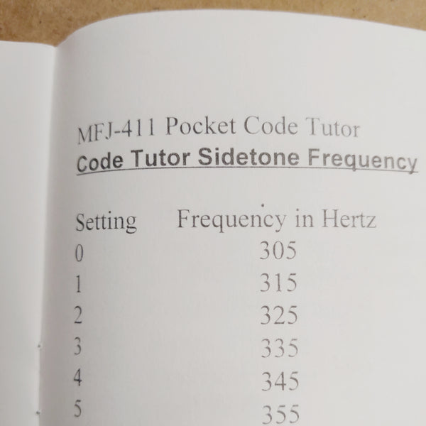 MFJ-411 Pocket Code Tutor Instruction Manual, Not A Reprint