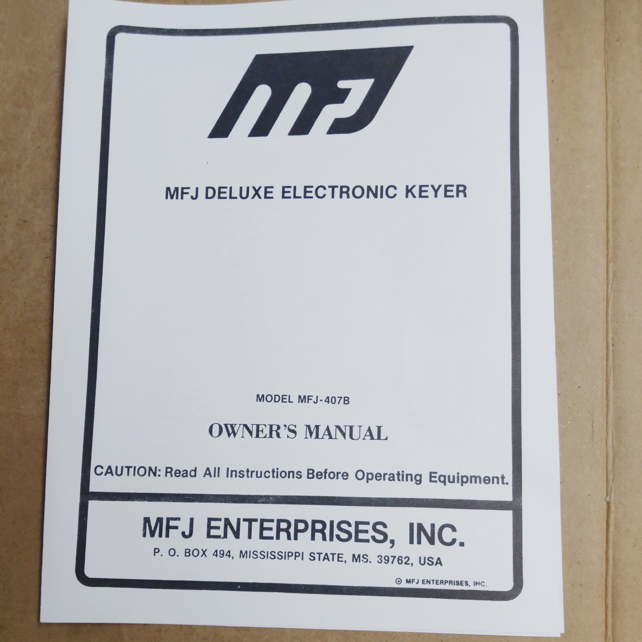 MFJ-407B Deluxe Electronic Keyer Owners Manual With Schematic OEM