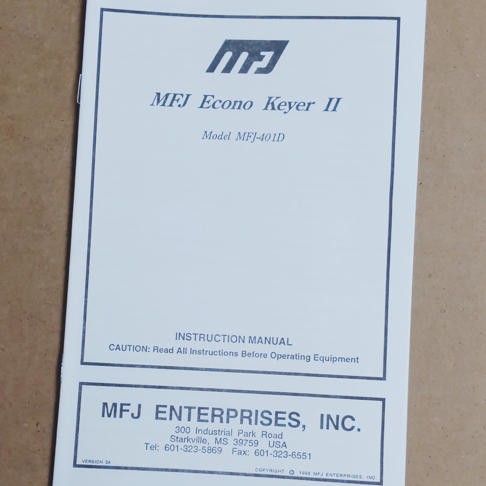 MFJ-401C Econo Keyer II OEM Instruction Manual