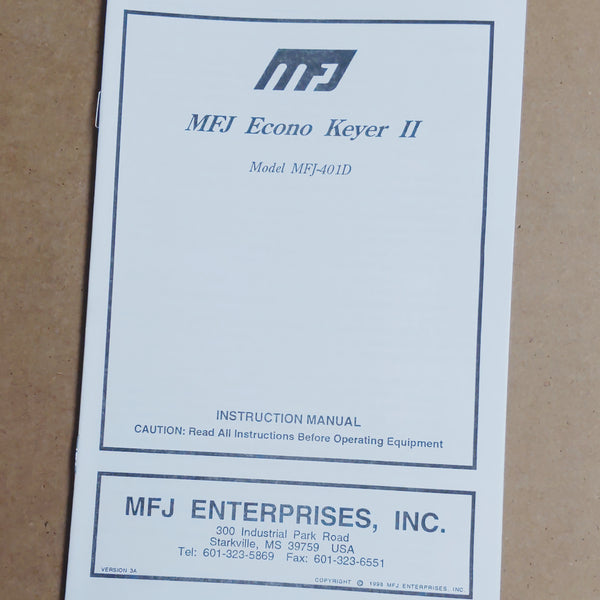MFJ-401C Econo Keyer II OEM Instruction Manual