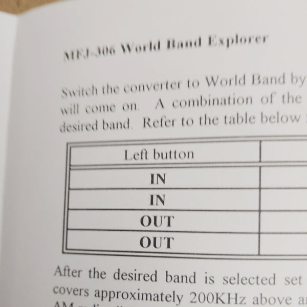 MFJ-306 World Band Explorer SW Converter Instruction Manual