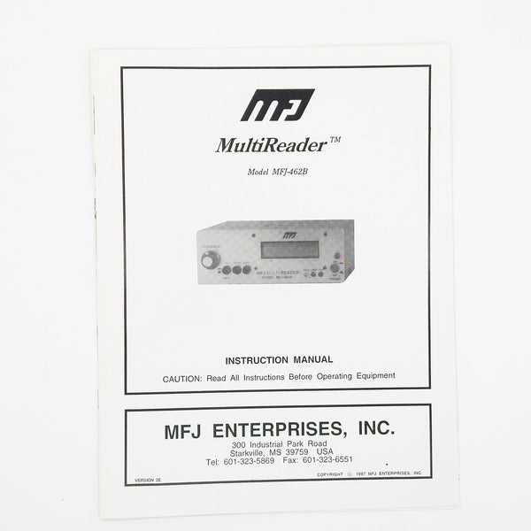 MFJ-462B MultiReader Ver. 2E Original Manual