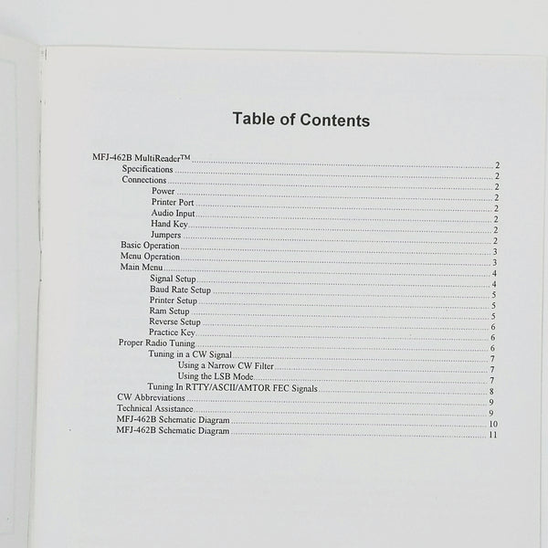 MFJ-462B MultiReader Ver. 2E Original Manual