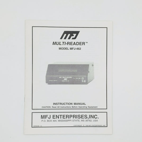 MFJ-462 Multi-Reader Instruction Manual, Original MFJ Manual