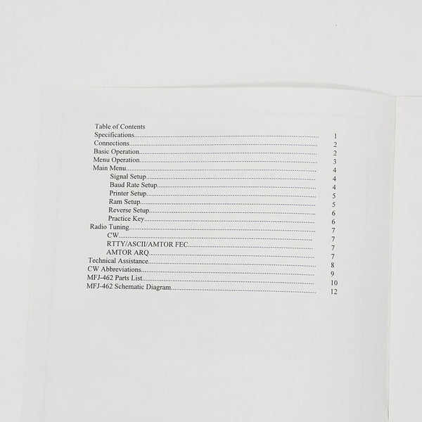 MFJ-462 Multi-Reader Instruction Manual, Original MFJ Manual
