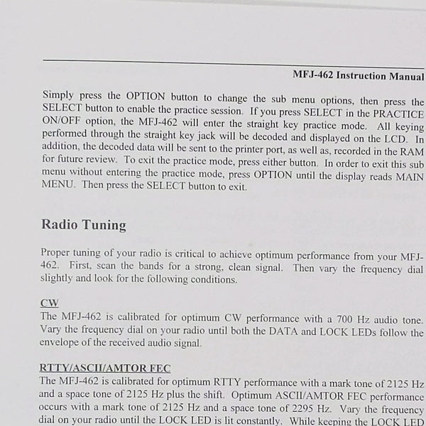 MFJ-462 Multi-Reader Instruction Manual, Original MFJ Manual