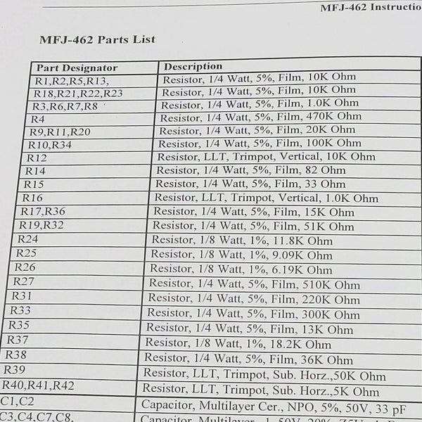 MFJ-462 Multi-Reader Instruction Manual, Original MFJ Manual