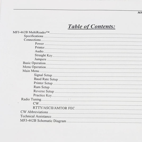 MFJ-462B MultiReader V. 2C Original Manual