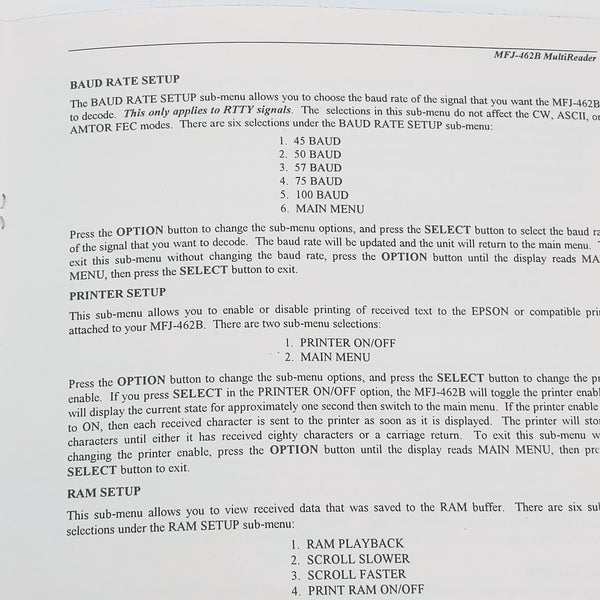 MFJ-462B MultiReader V. 2C Original Manual