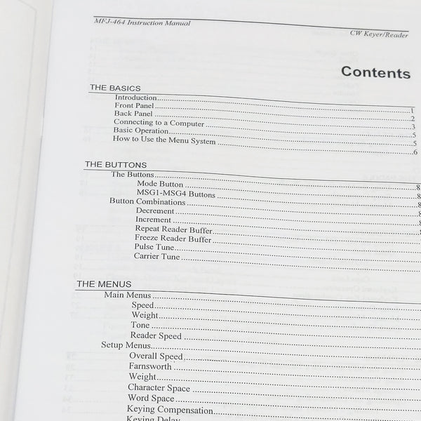 MFJ-464 CW Keyer/Reader Original MFJ Manual