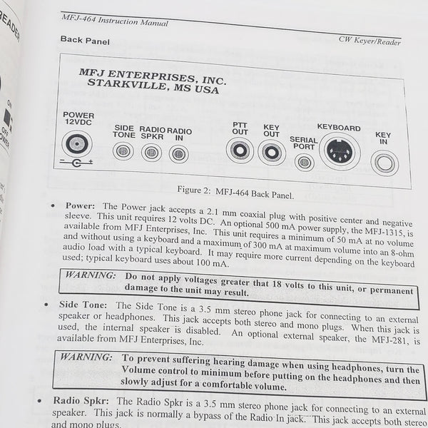 MFJ-464 CW Keyer/Reader Original MFJ Manual