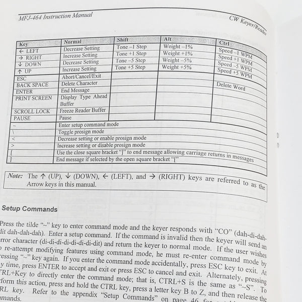 MFJ-464 CW Keyer/Reader Original MFJ Manual