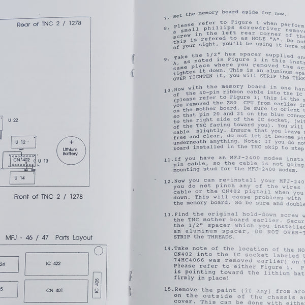MFJ-46A/B/C, MFJ-47 A/B/C Mailbox Memory Expansion Manual