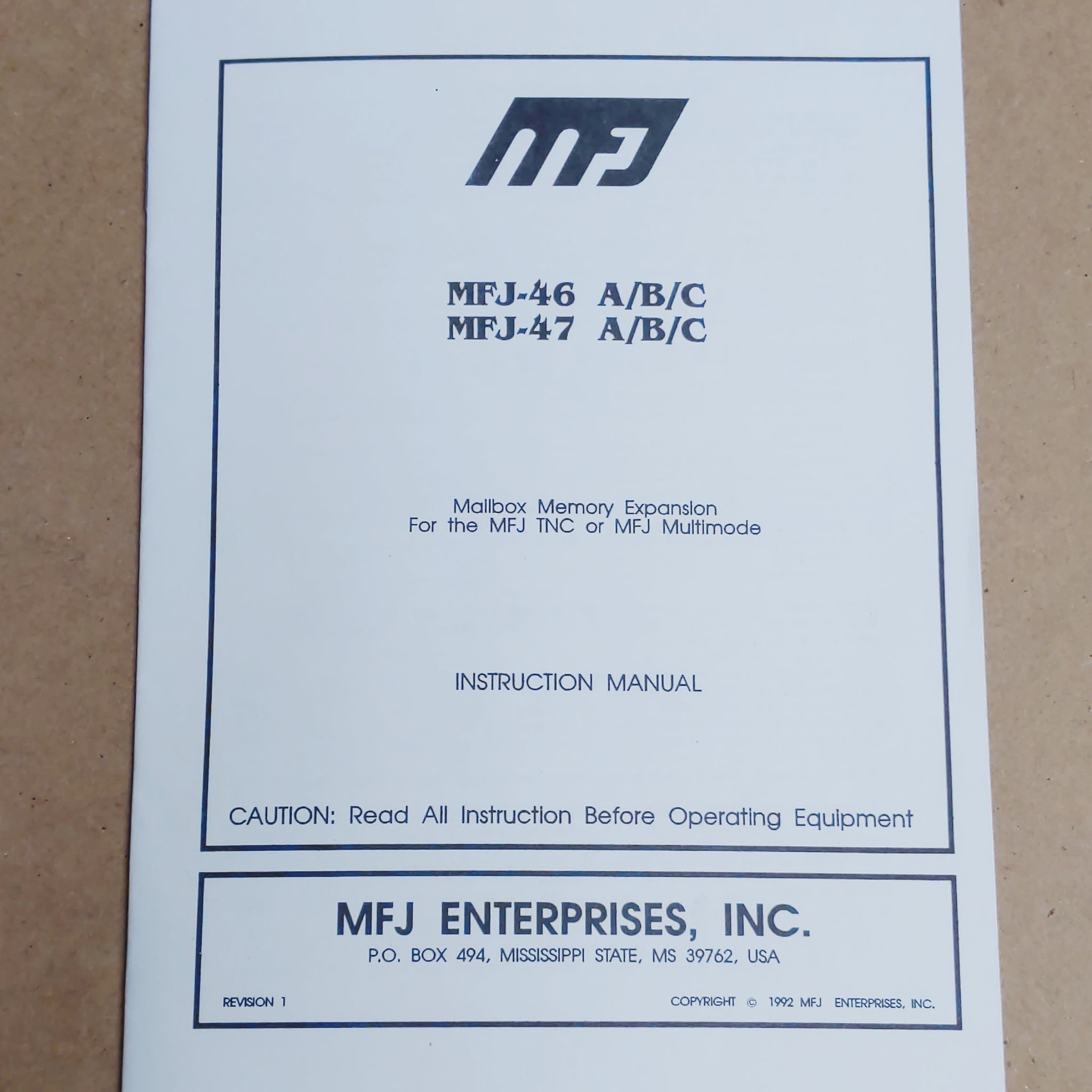 MFJ-46A/B/C, MFJ-47 A/B/C Mailbox Memory Expansion Manual