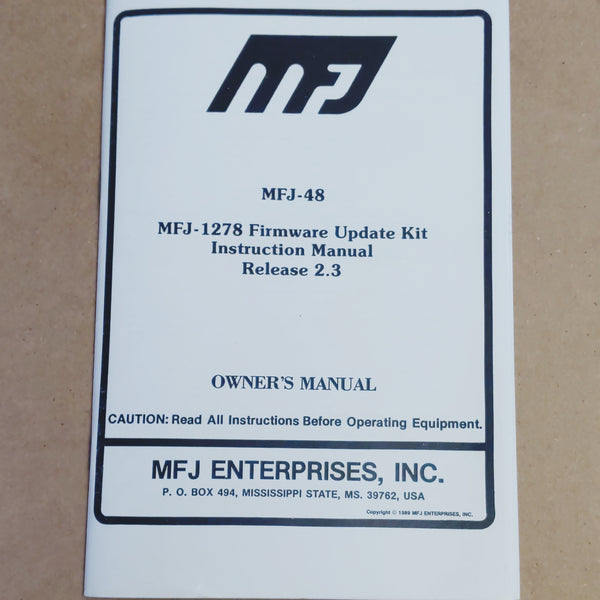 MFJ-48, MFJ-1278 Firmware Upgrade Owner's Manual