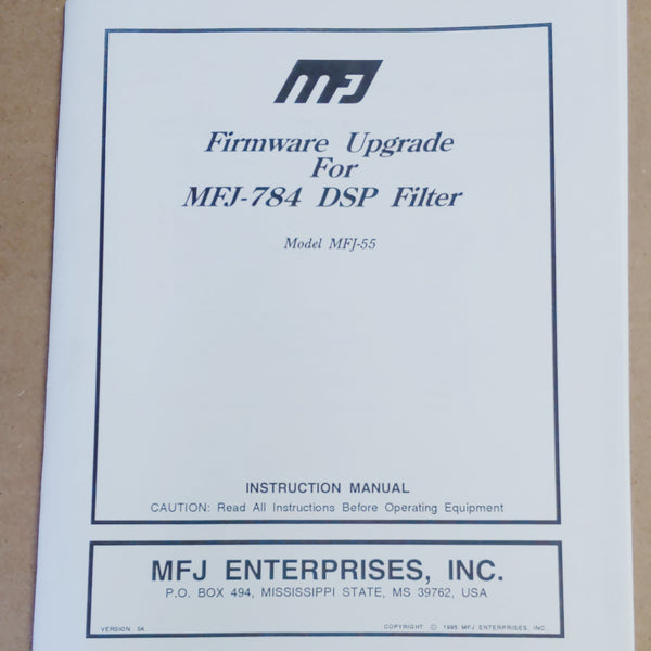 MFJ-784 DSP Filter Firmware Upgrade Instruction Manual