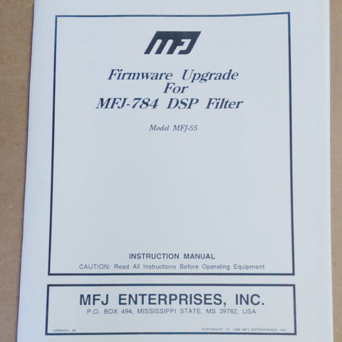 MFJ-784 DSP Filter Firmware Upgrade Instruction Manual