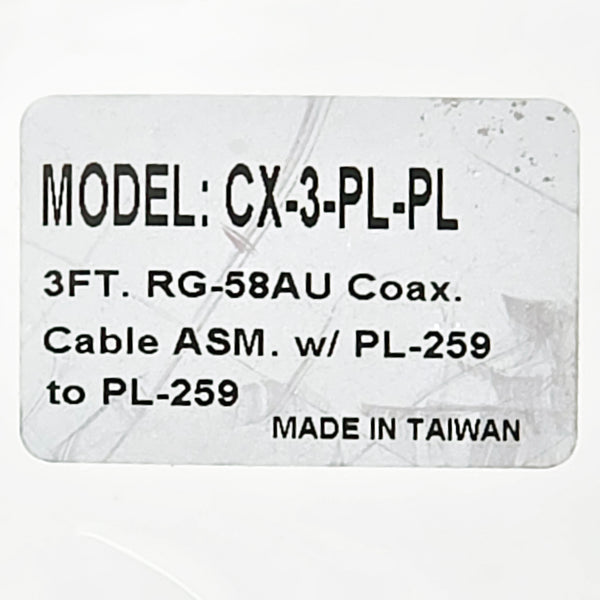 OPEK 3 Ft. RG-58A/U Coax Jumper, PL-259 Ends, WARRANTY