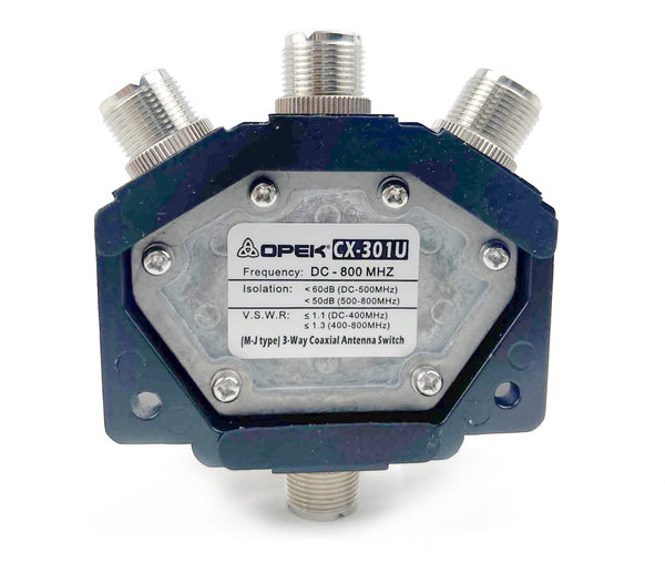 OPEK 3-Way HF/VHF/UHF Antenna Switch, CX-301U,  SO-239 Connectors